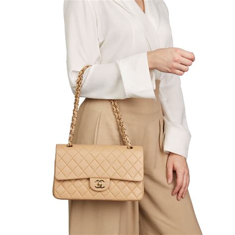 chanel classic flap white|Chanel classic flap beige.